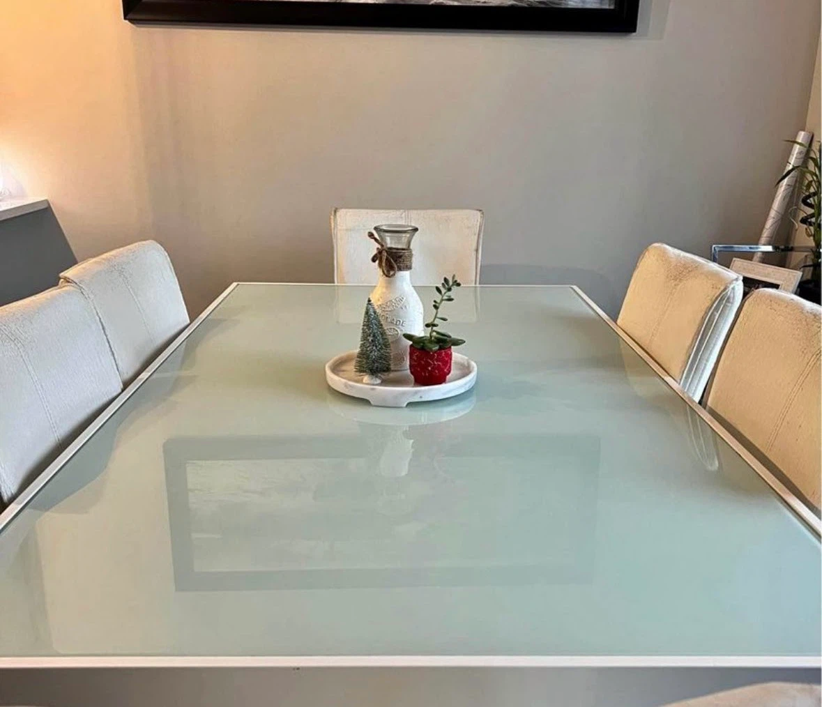 Glass Top Dining Table + 6 Free chairs and 6 free chair covers