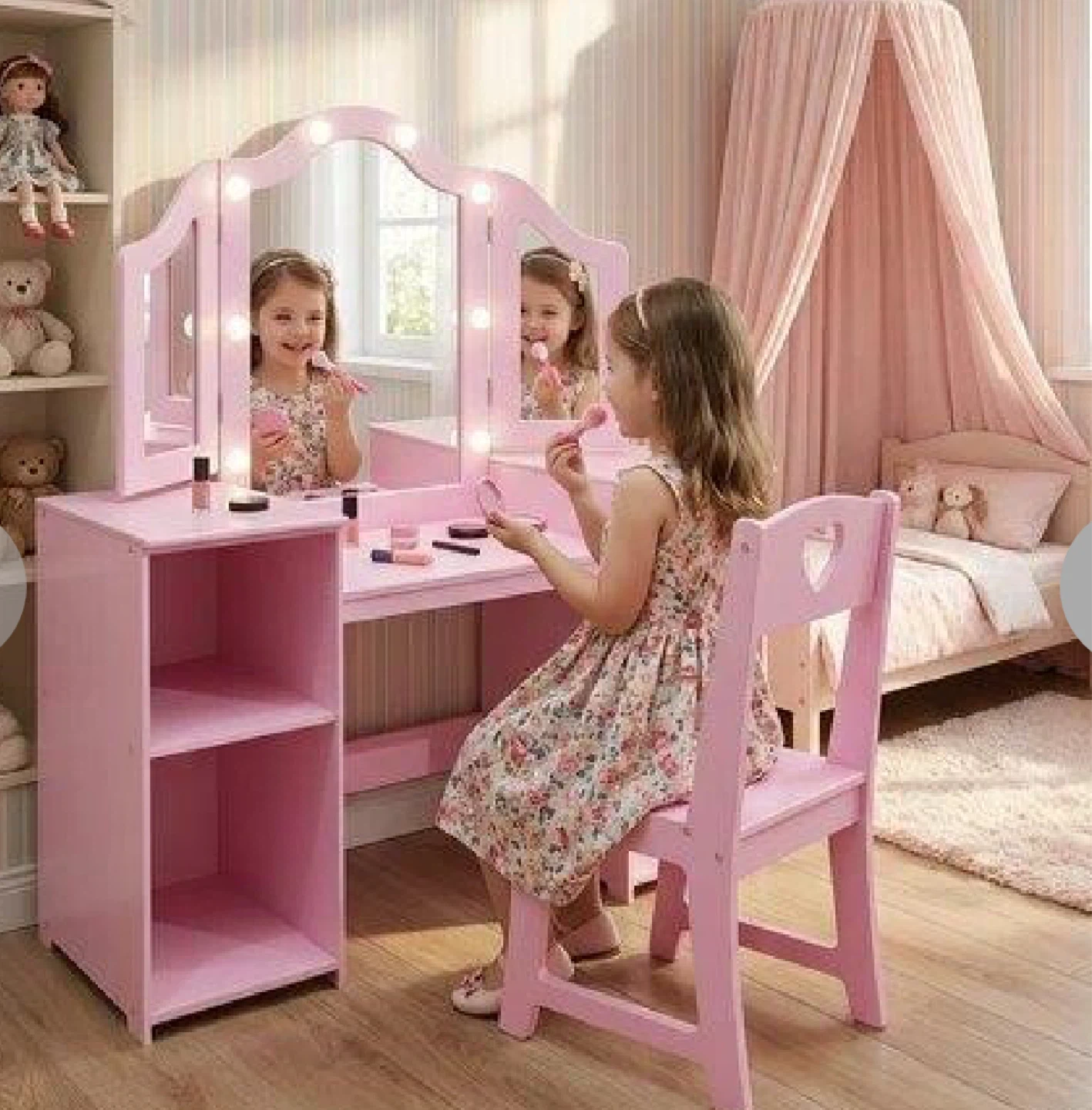 Garvee Kids Vanity Table with Mirror and Chair