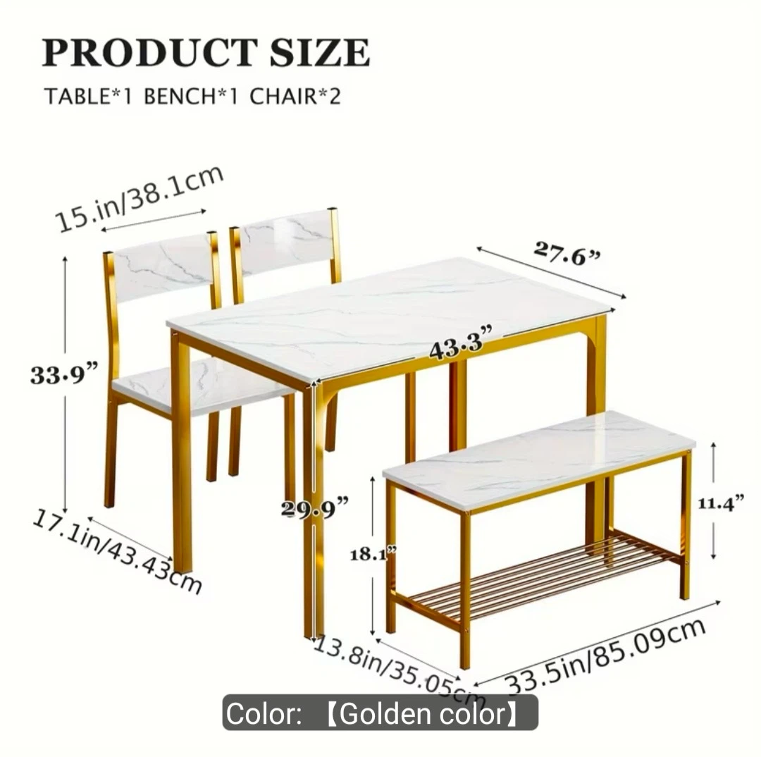 Dining Table Set with 2 Chairs and Bench - photo 2
