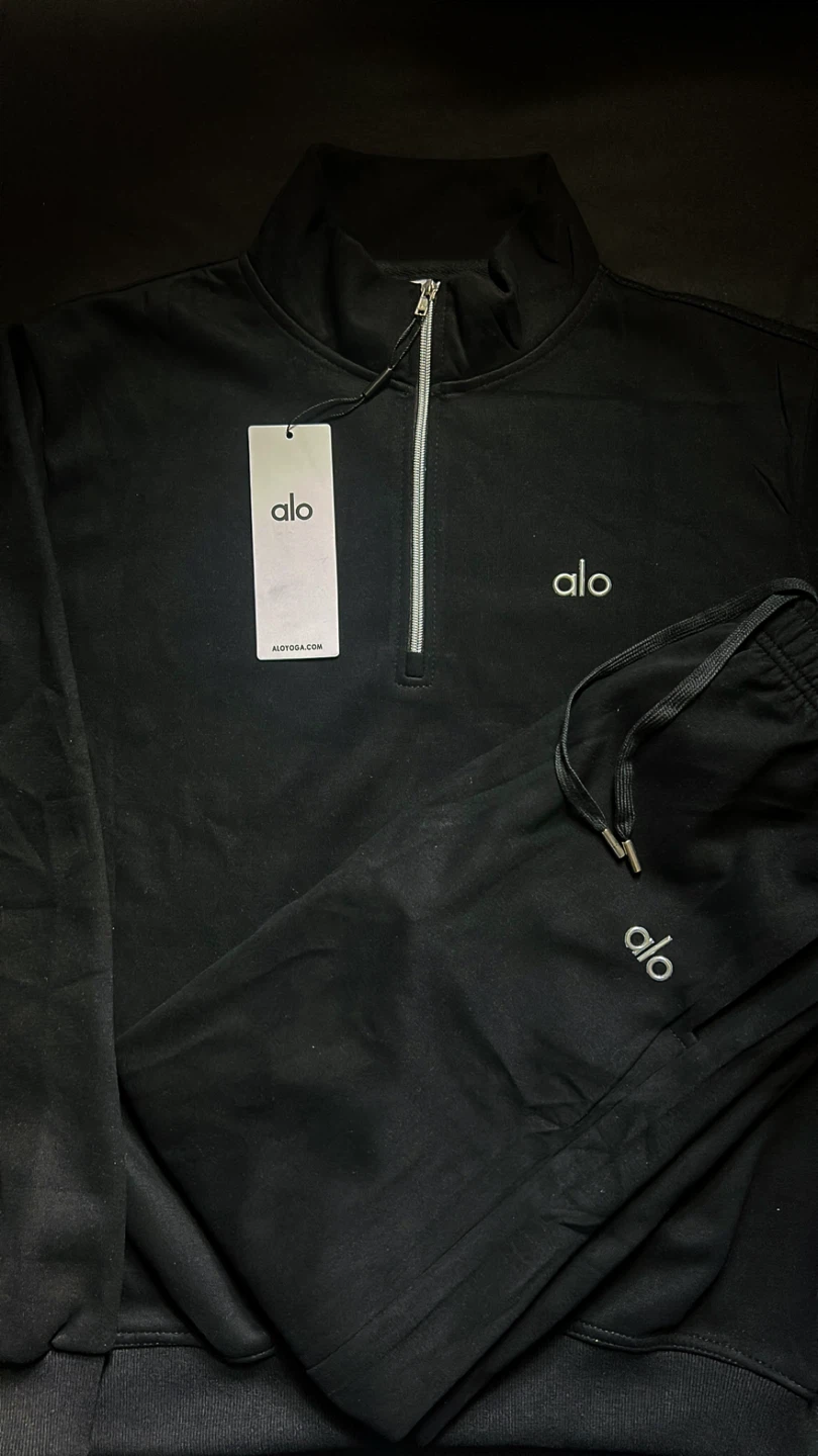 Alo Quarter Zip and Sweatpants Set (Black) Size Medium Unisex - photo 2