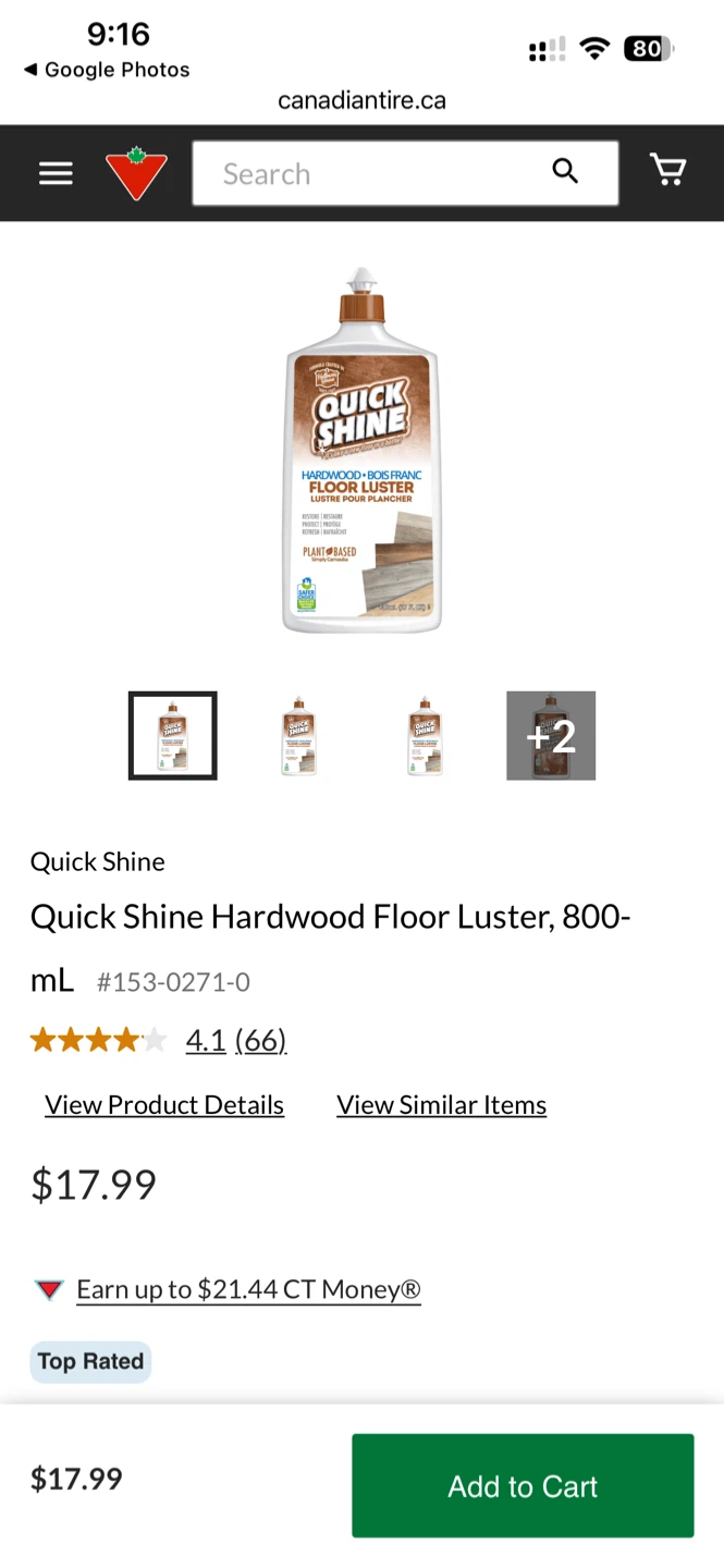 Quick Shine Hardwood Floor Luster - 800mL