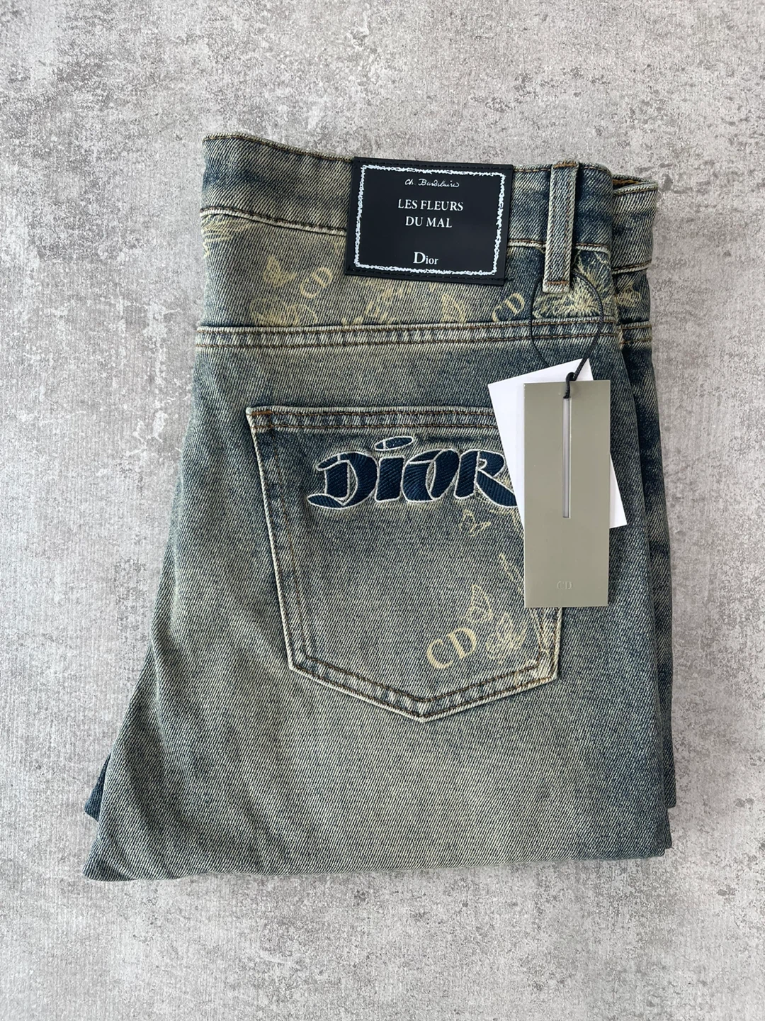 Dior "Les Fleurs Du Mal" Distressed Jeans