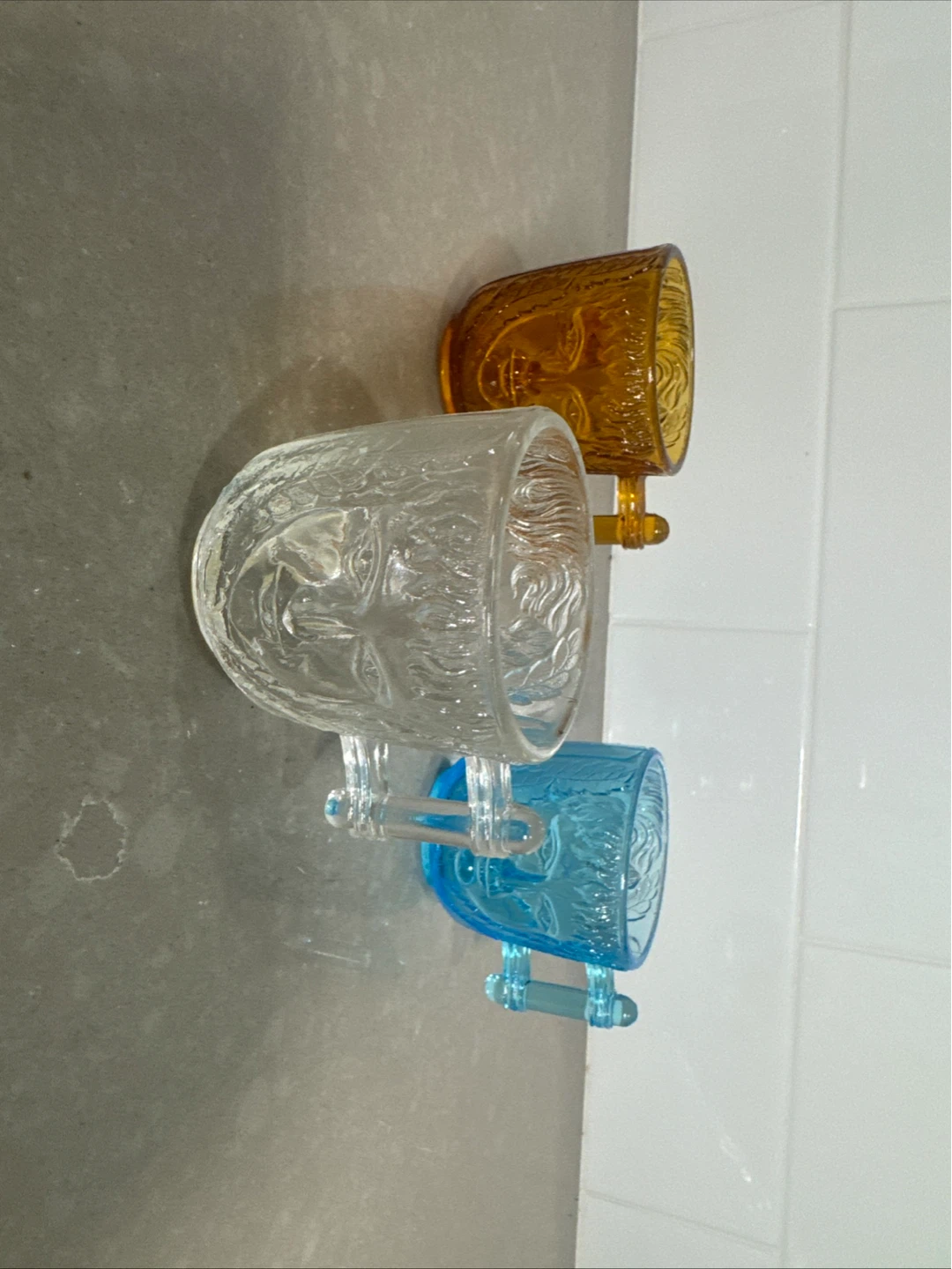 Lot 3 Amber Glass Face Mug