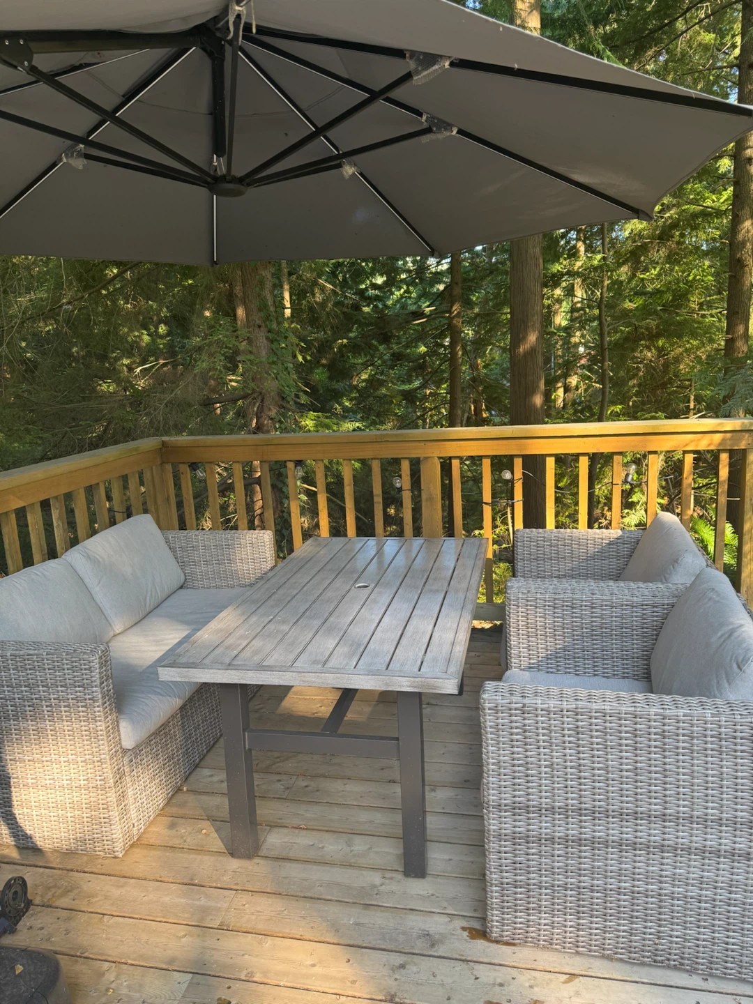 Patio Set with Table, Chairs, and Umbrella