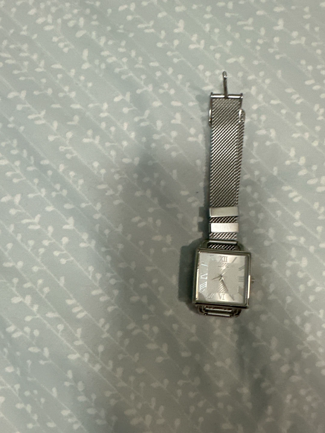 London Fog Silver Square Face Watch with Mesh Band