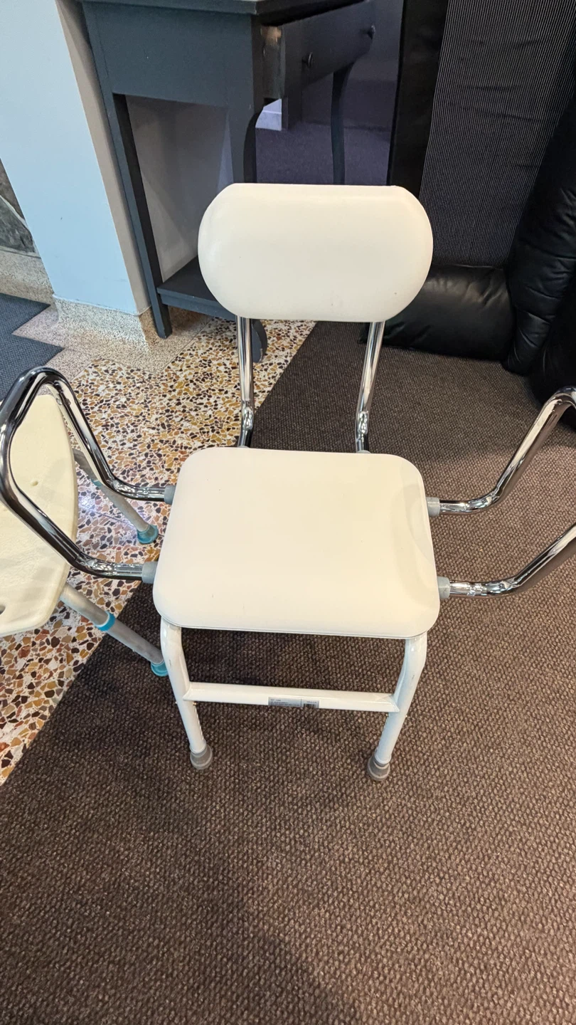 Drive Medical  Adjustable Height Stool with Back and Arms, White