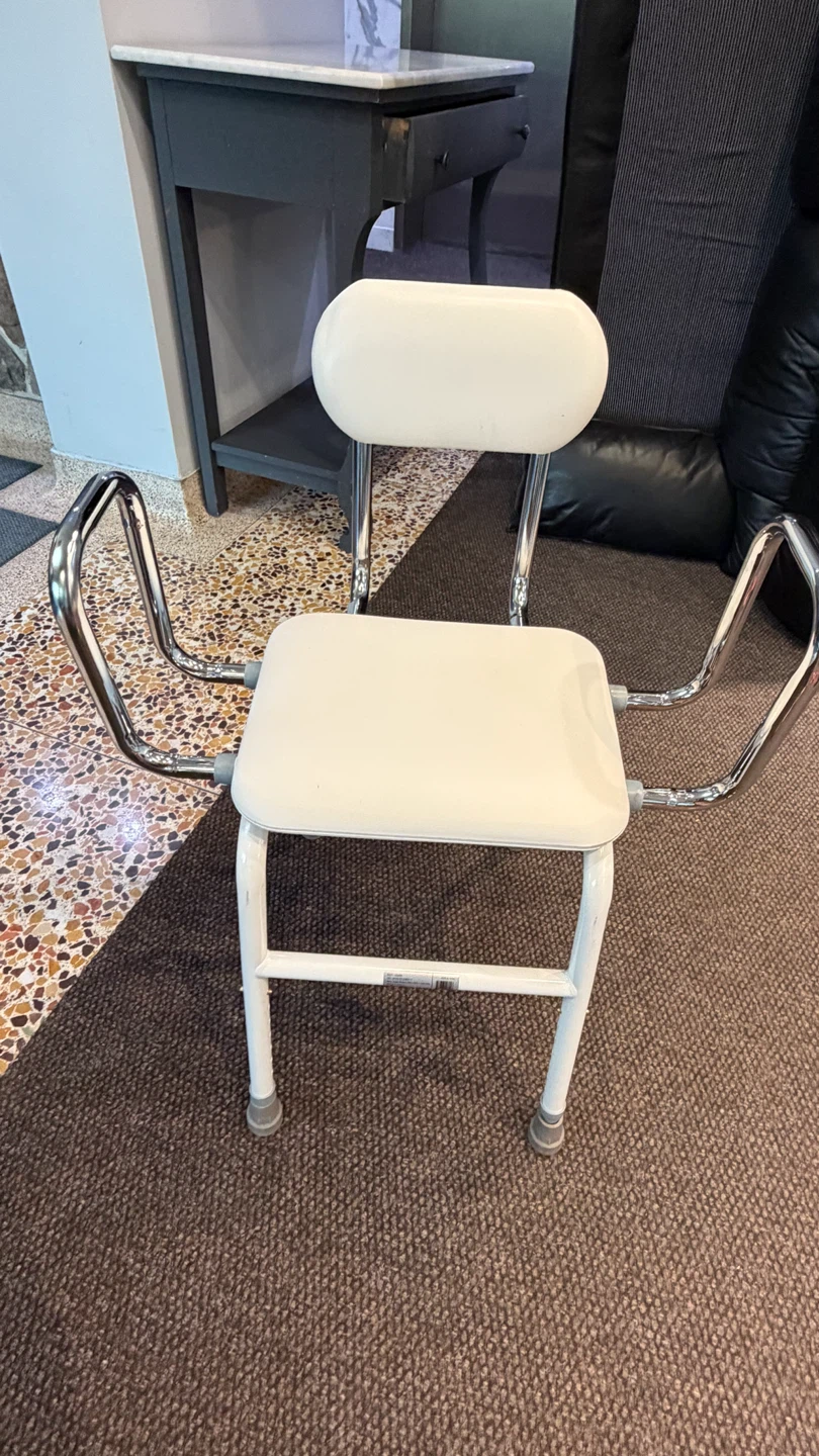 Drive Medical  Adjustable Height Stool with Back and Arms, White - photo 3