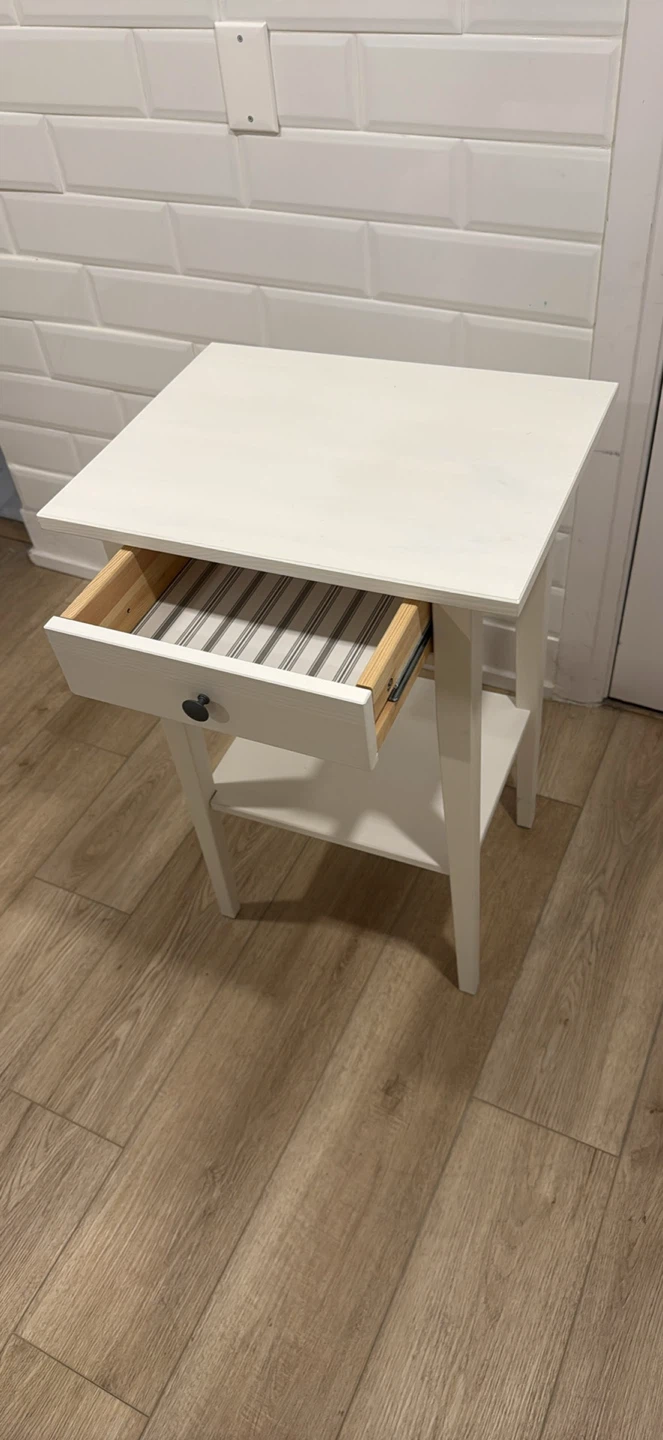White Side Table with Drawer