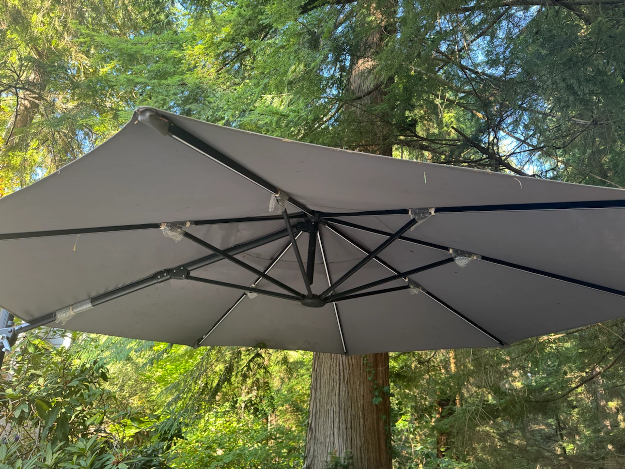 Grey Cantilever Patio Umbrella with Base