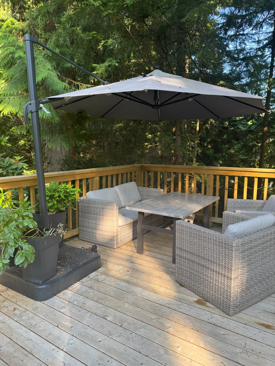 Grey Cantilever Patio Umbrella with Base - photo 2