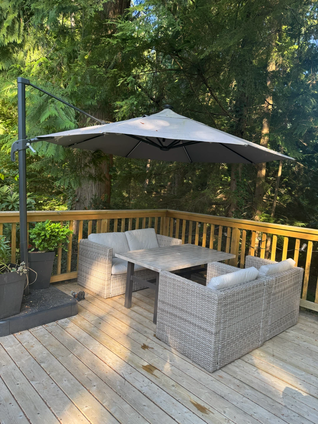 Grey Cantilever Patio Umbrella with Base - photo 3