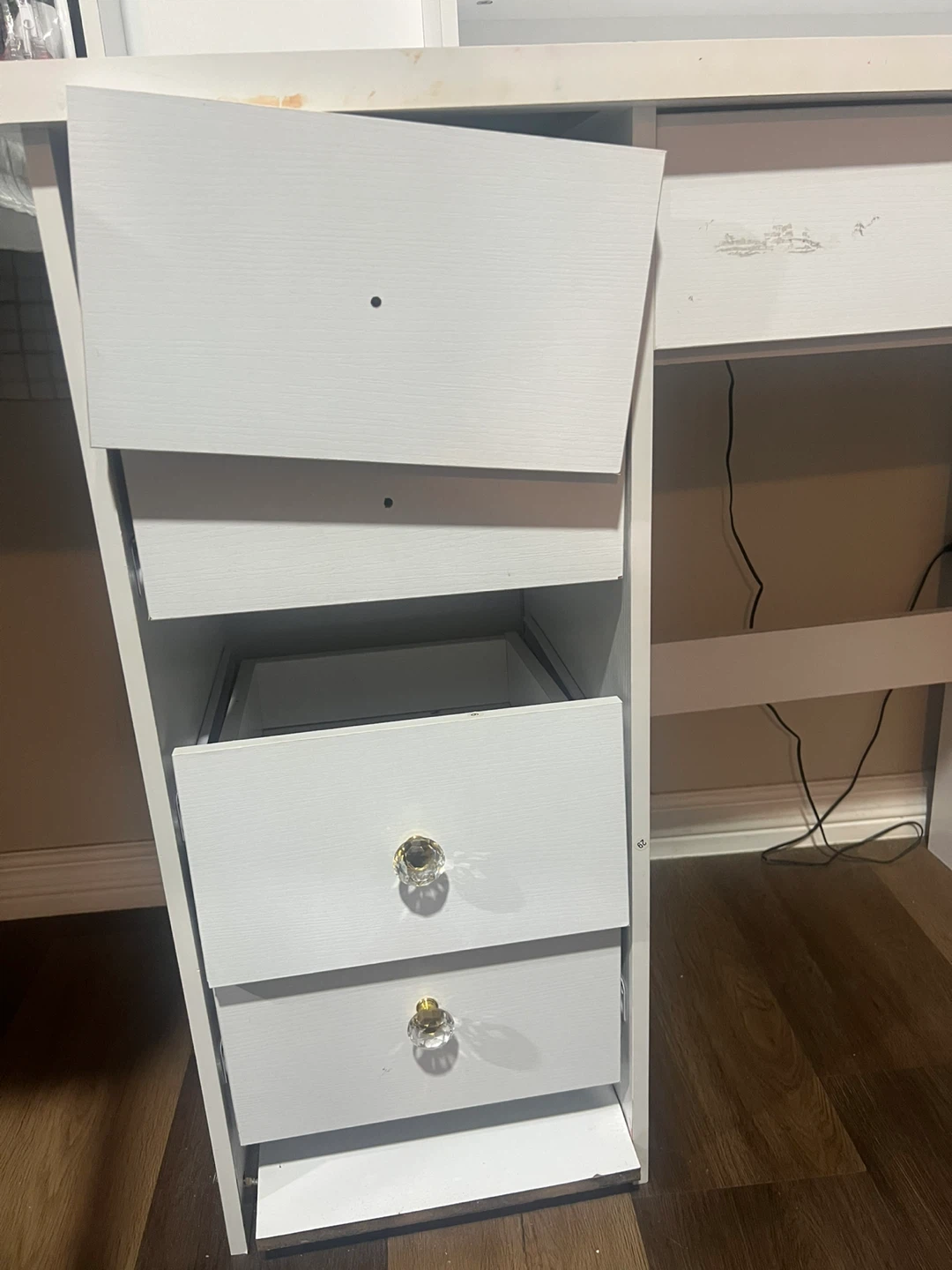 White Vanity Table with LED Mirror and Stool - photo 4