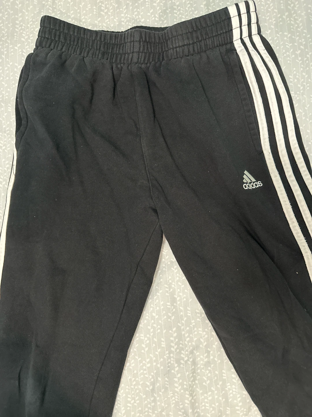 Adidas Black Joggers with White Stripes