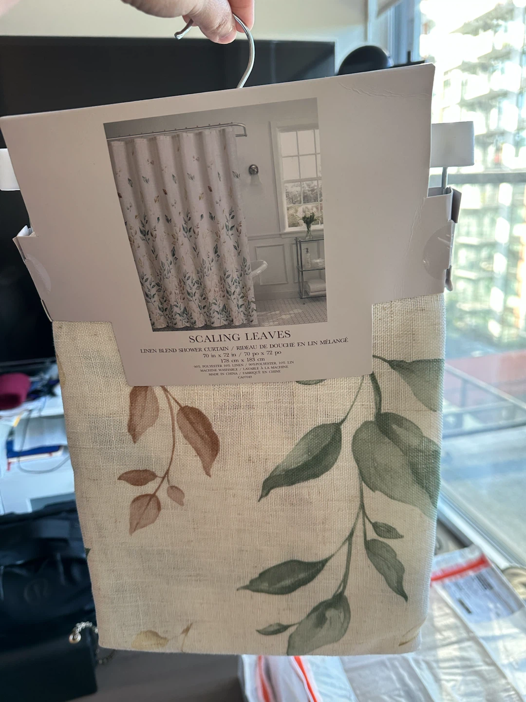 Lilly Linen Blend Shower Curtain - Scaling Leaves - photo 3