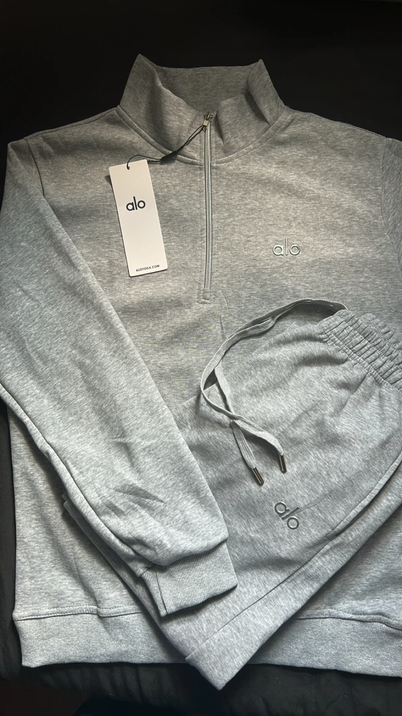 Alo Quarter Zip and Sweatpants Set (Grey) Size Small Unisex - photo 2