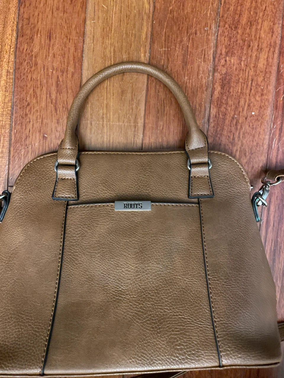 Roots Brown Faux Leather Dome Satchel Handbag - photo 2