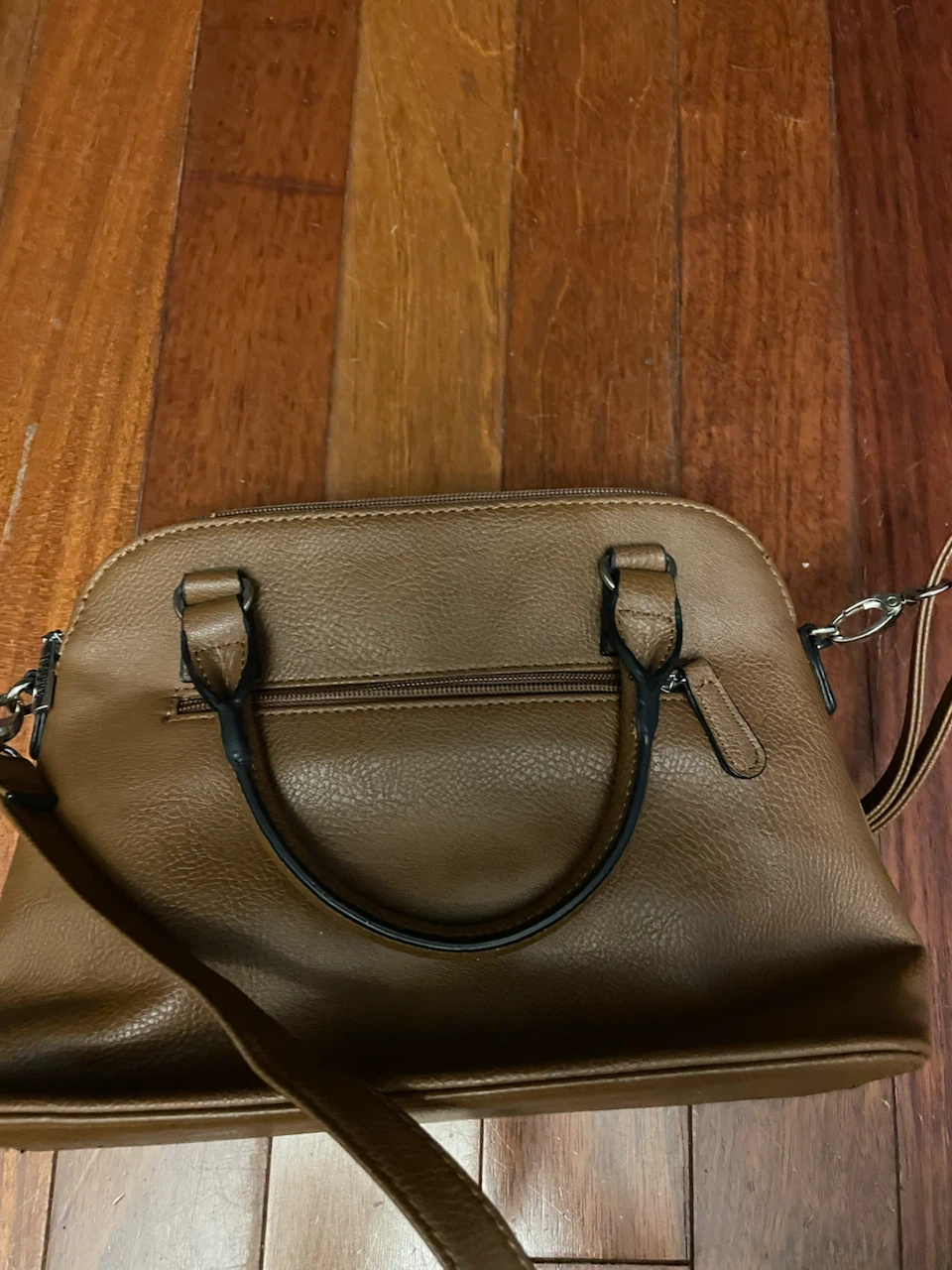 Roots Brown Faux Leather Dome Satchel Handbag - photo 4