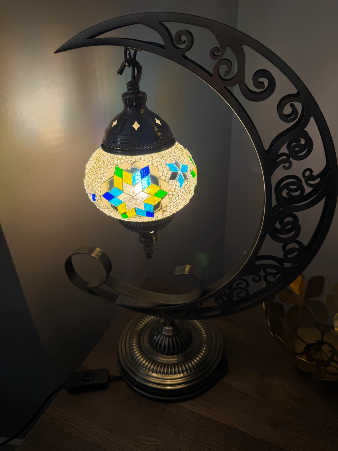 Mosaic Crescent Moon Table Lamp - photo 2