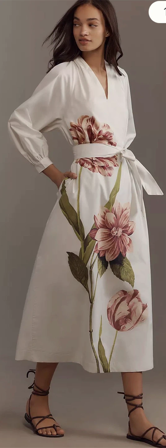 By Anthropologie Belted V-Neck Midi Dress NWT (Retails for $198) - photo 2
