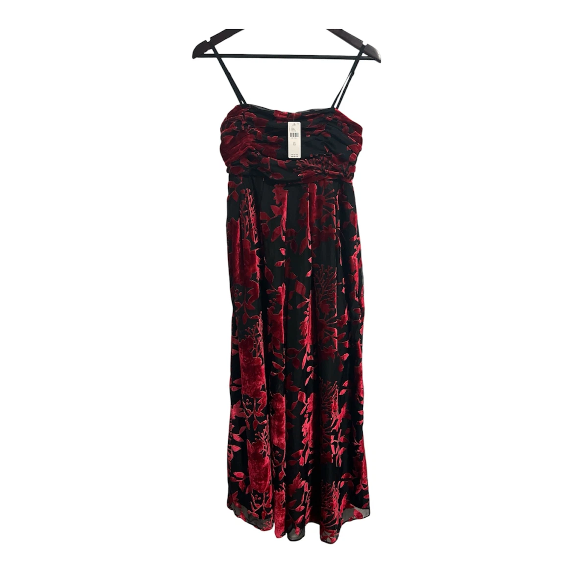Anthropologie Black & Red Floral Velvet Jumpsuit - photo 5
