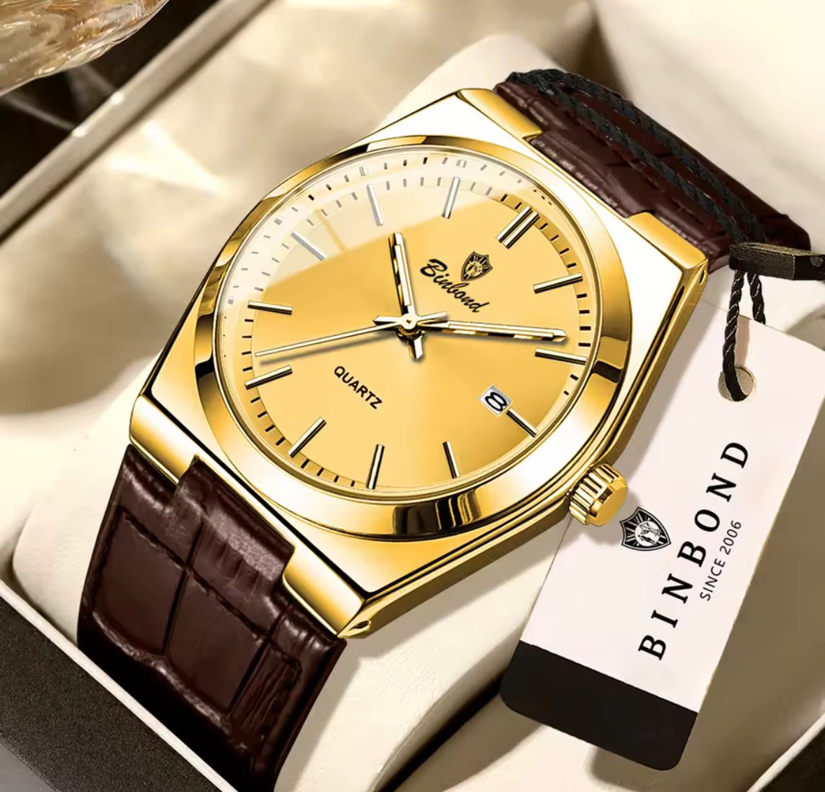 BINBOND Gold Tone Quartz Watch