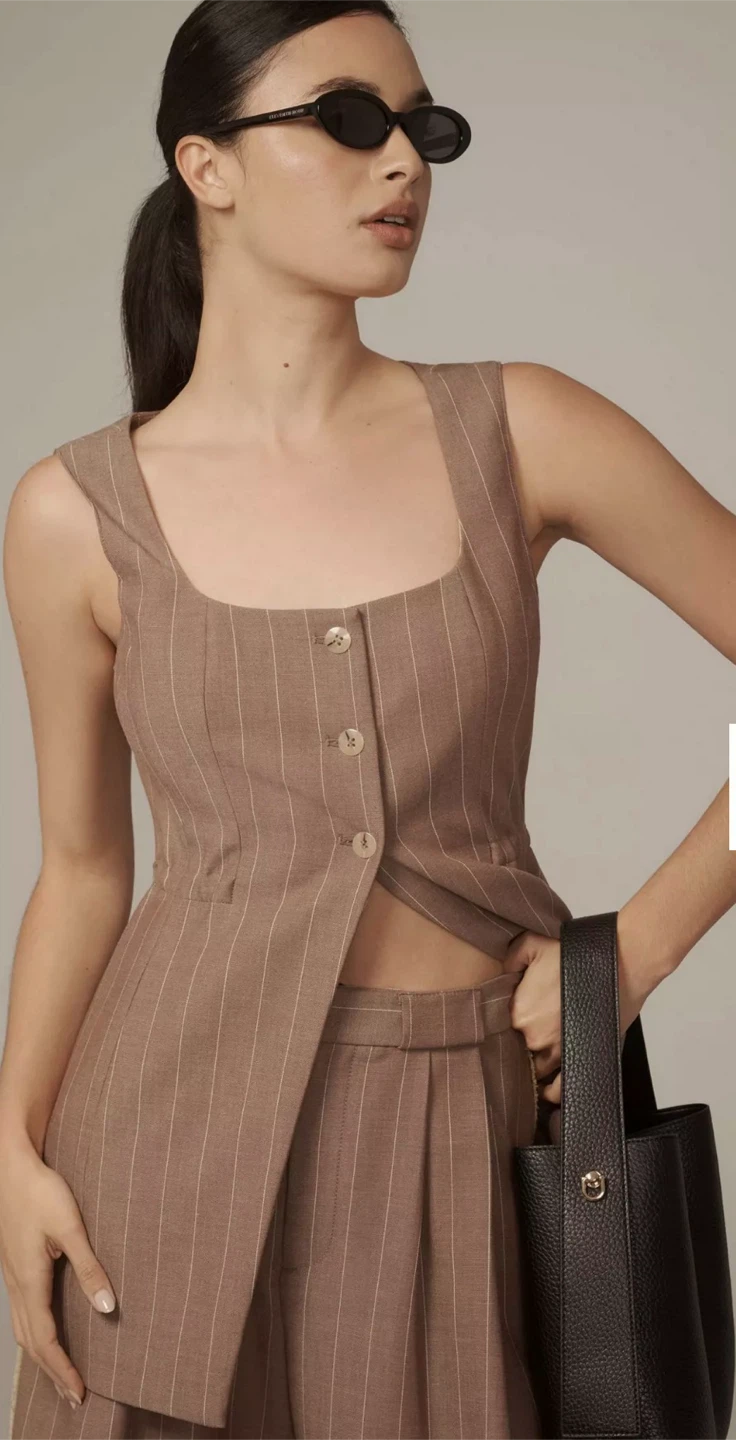 Anthropologie Long-Line Cutaway Vest and Pleated Shorts Set - photo 2