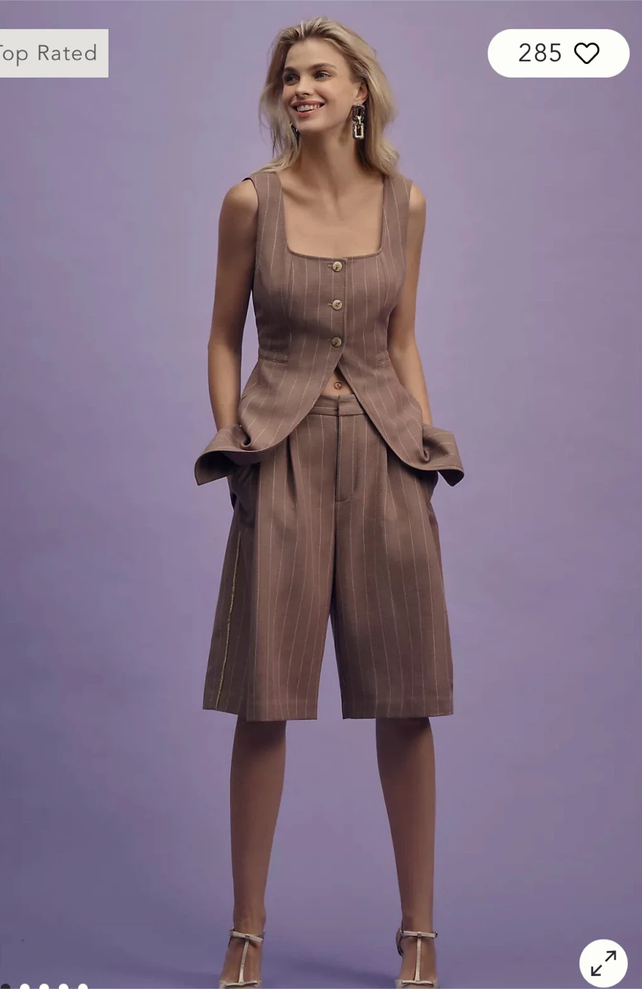 Anthropologie Long-Line Cutaway Vest and Pleated Shorts Set - photo 5