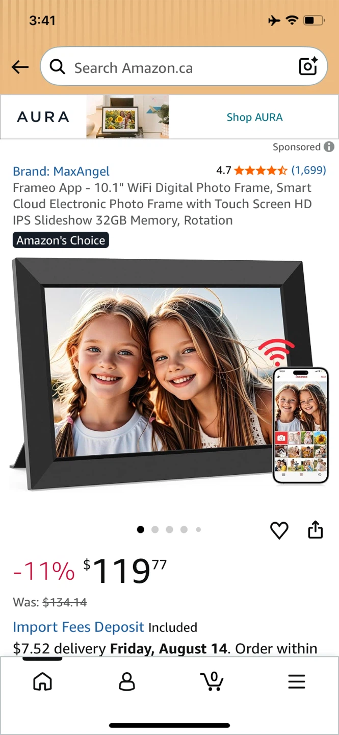 MaxAngel 10.1" Digital Picture Frame 32GB Memory