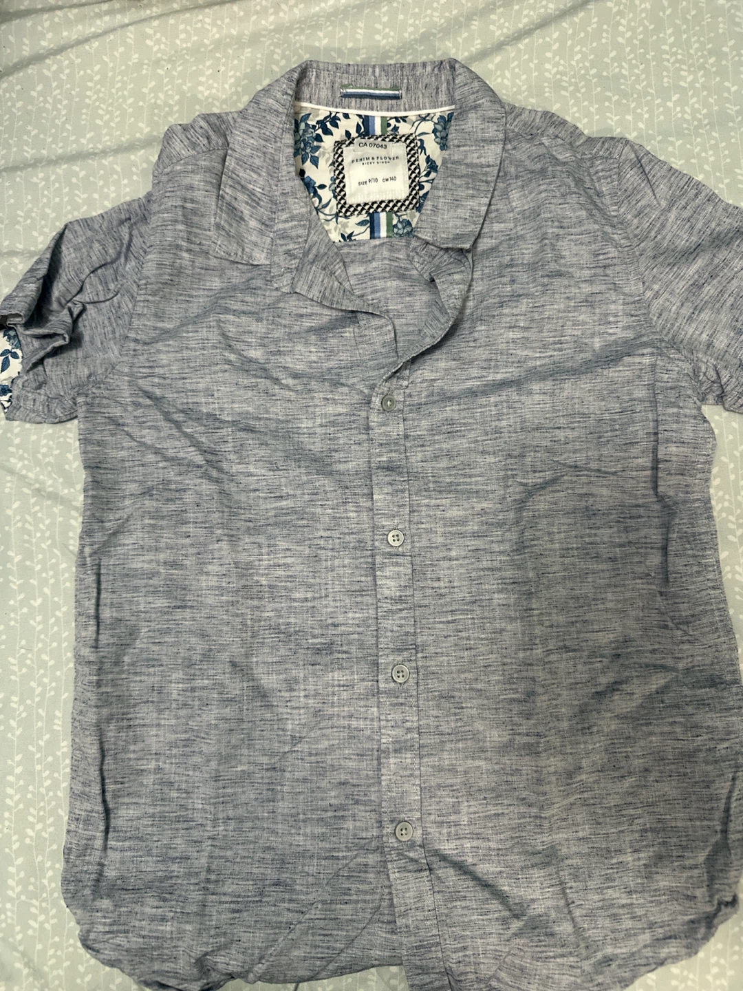 Denim & Flower Short Sleeve Shirt
