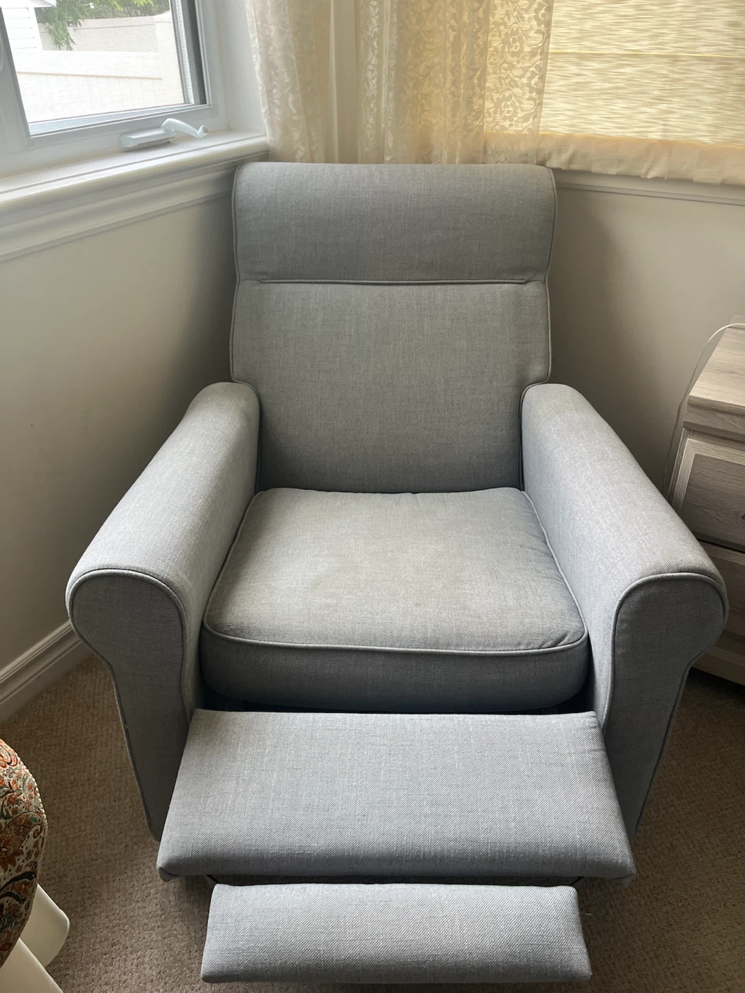 Grey Glider Chair with Ottoman