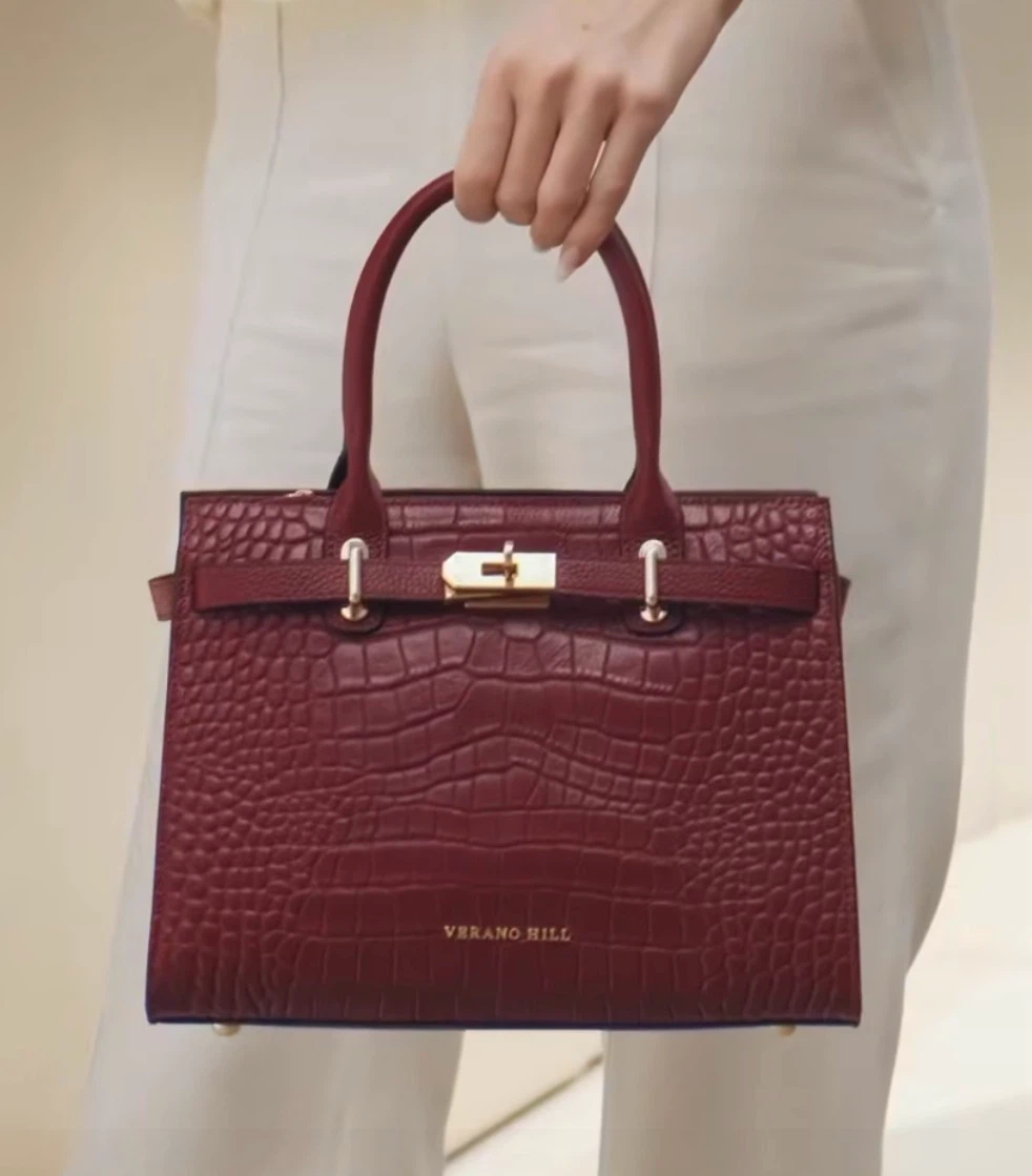 Verano Hill Structured Top Handle Bag - Burgundy