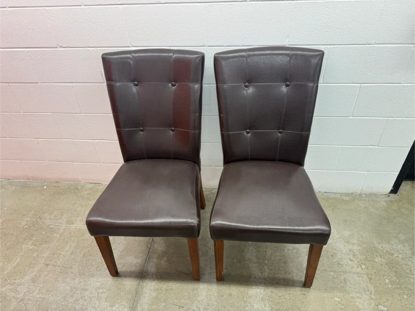 MUST GO!!!Set of 2 Brown Faux Leather Dining Chairs