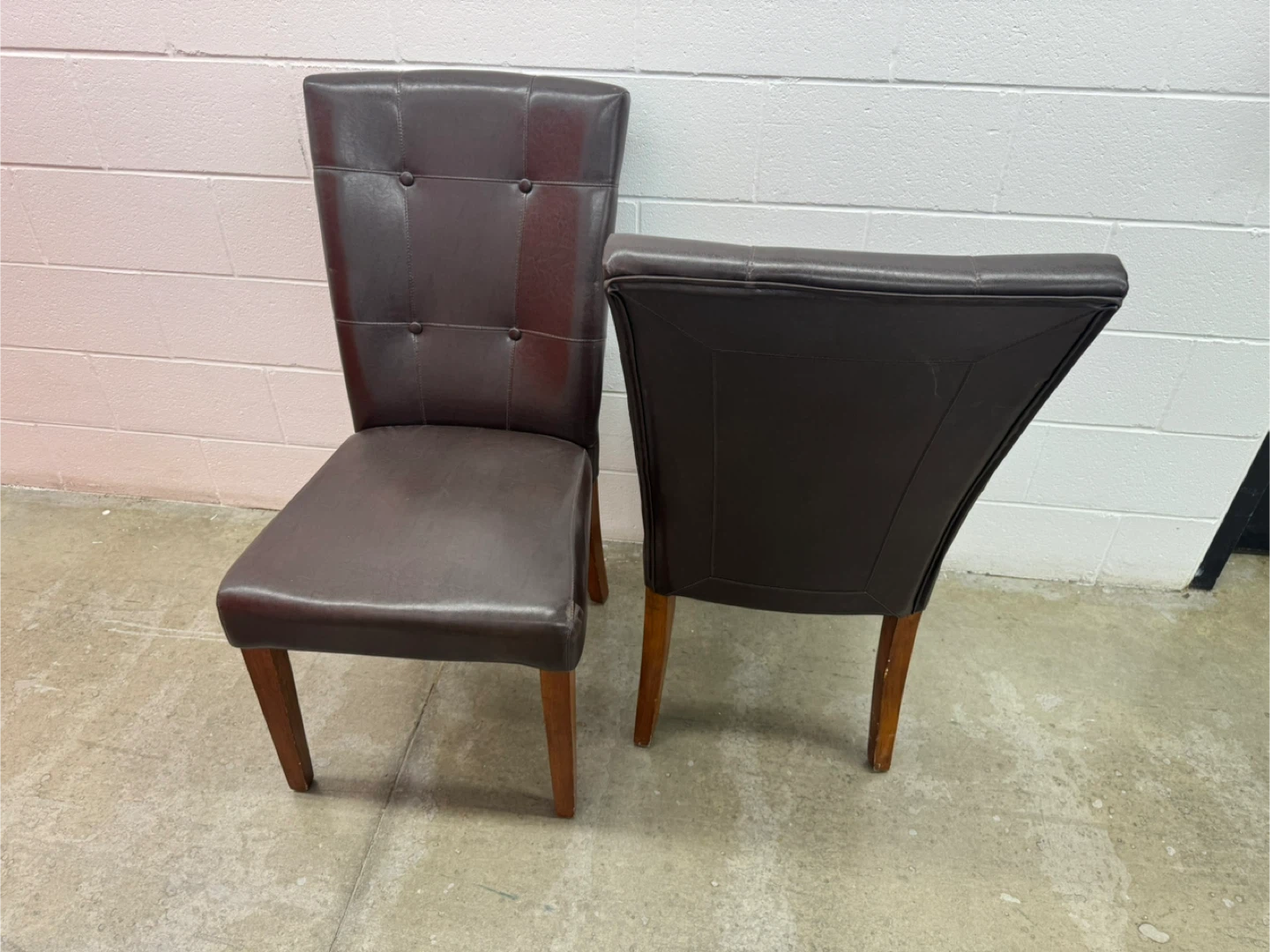 MUST GO!!!Set of 2 Brown Faux Leather Dining Chairs - photo 2