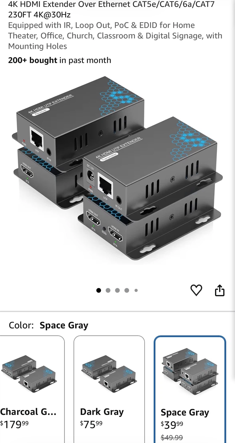 4K HDMI Extender Over Ethernet CAT5e/CAT6/CAT7 230FT