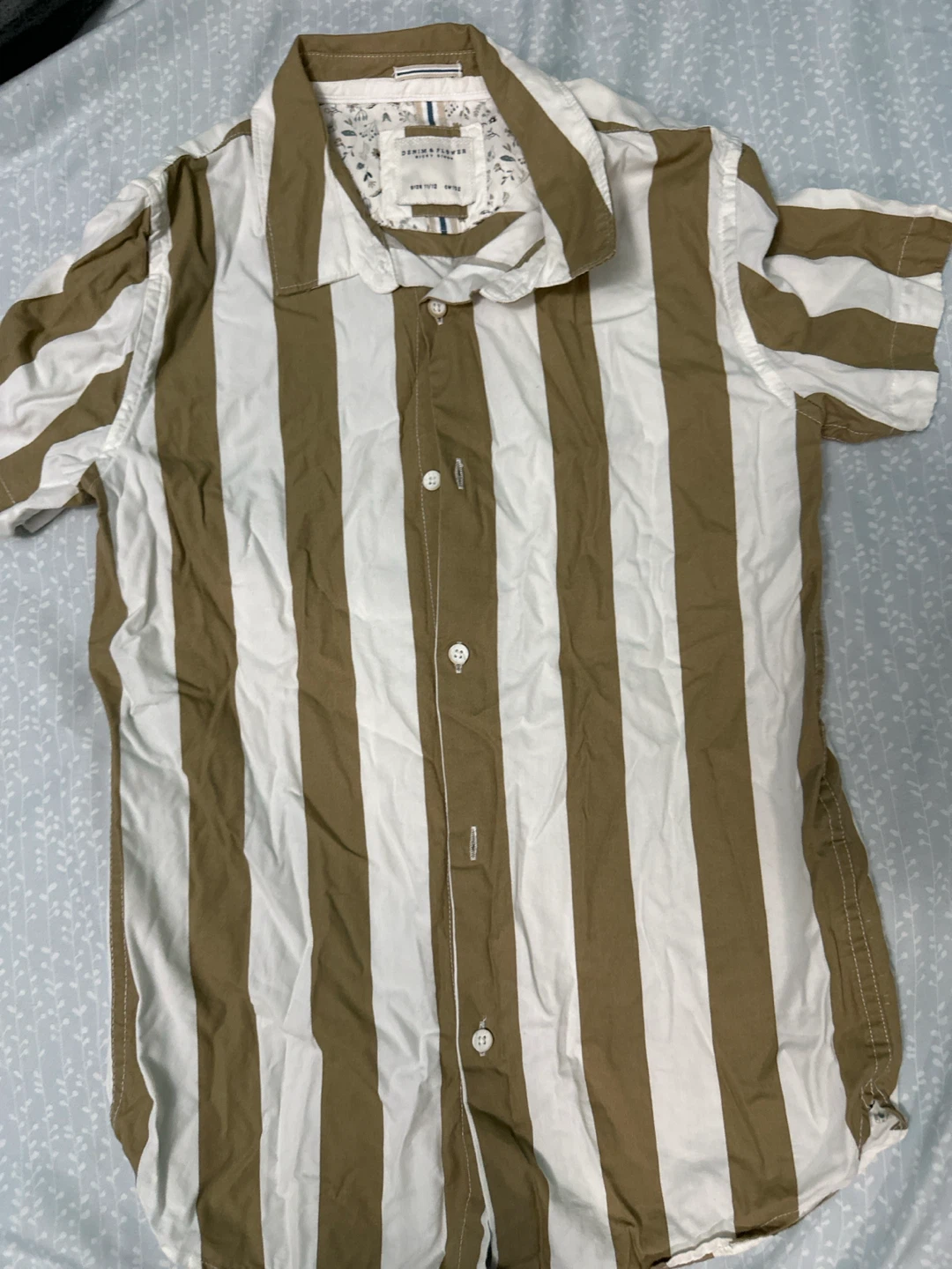 DENIM & FLOWER striped short sleeve button-up shirt