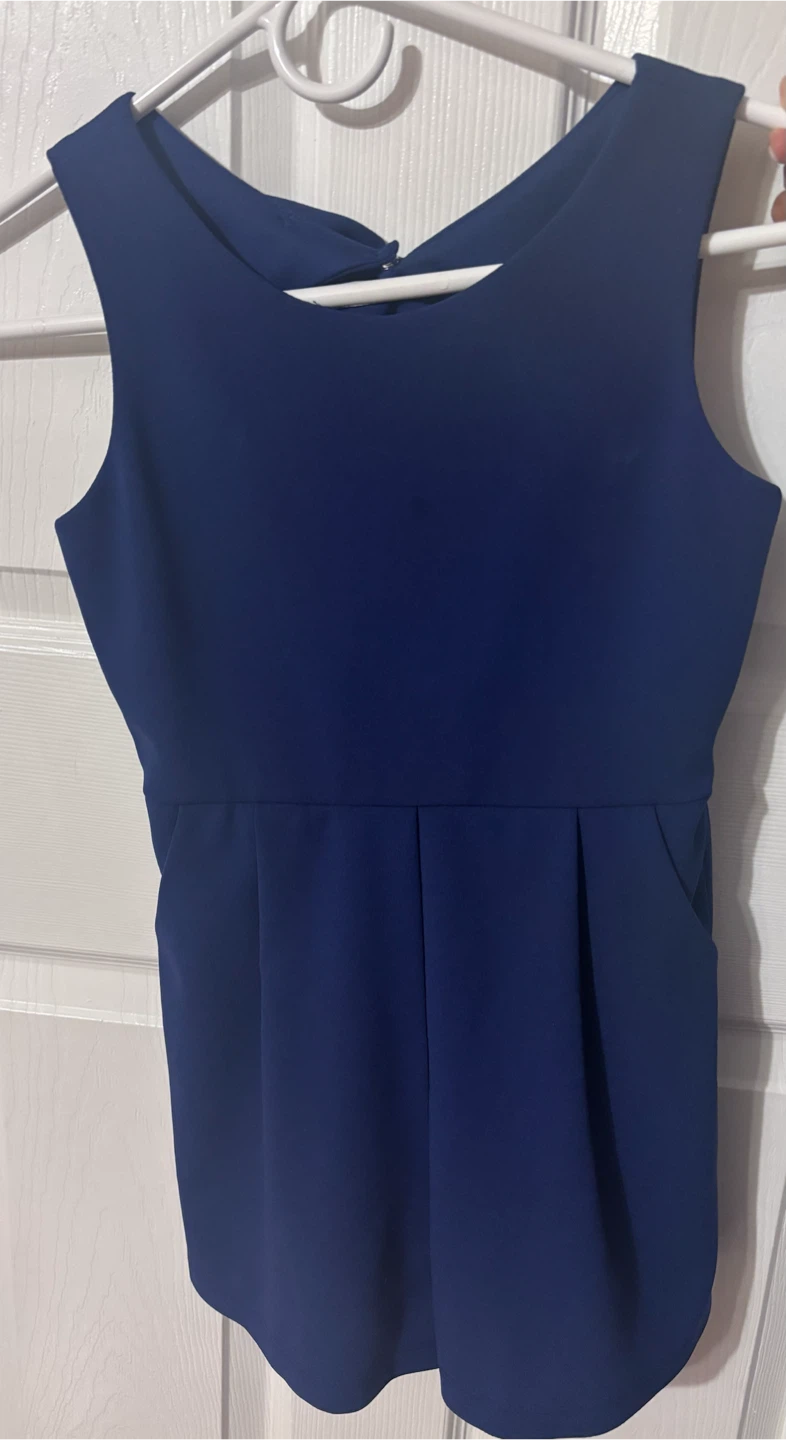 Rare Editions Navy Blue Bow Back Romper Size 10