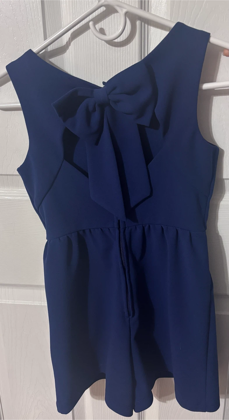 Rare Editions Navy Blue Bow Back Romper Size 10 - photo 2