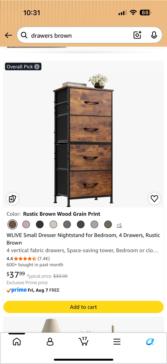 Small Dresser Nightstand - Rustic Brown Wood Grain Print - photo 3