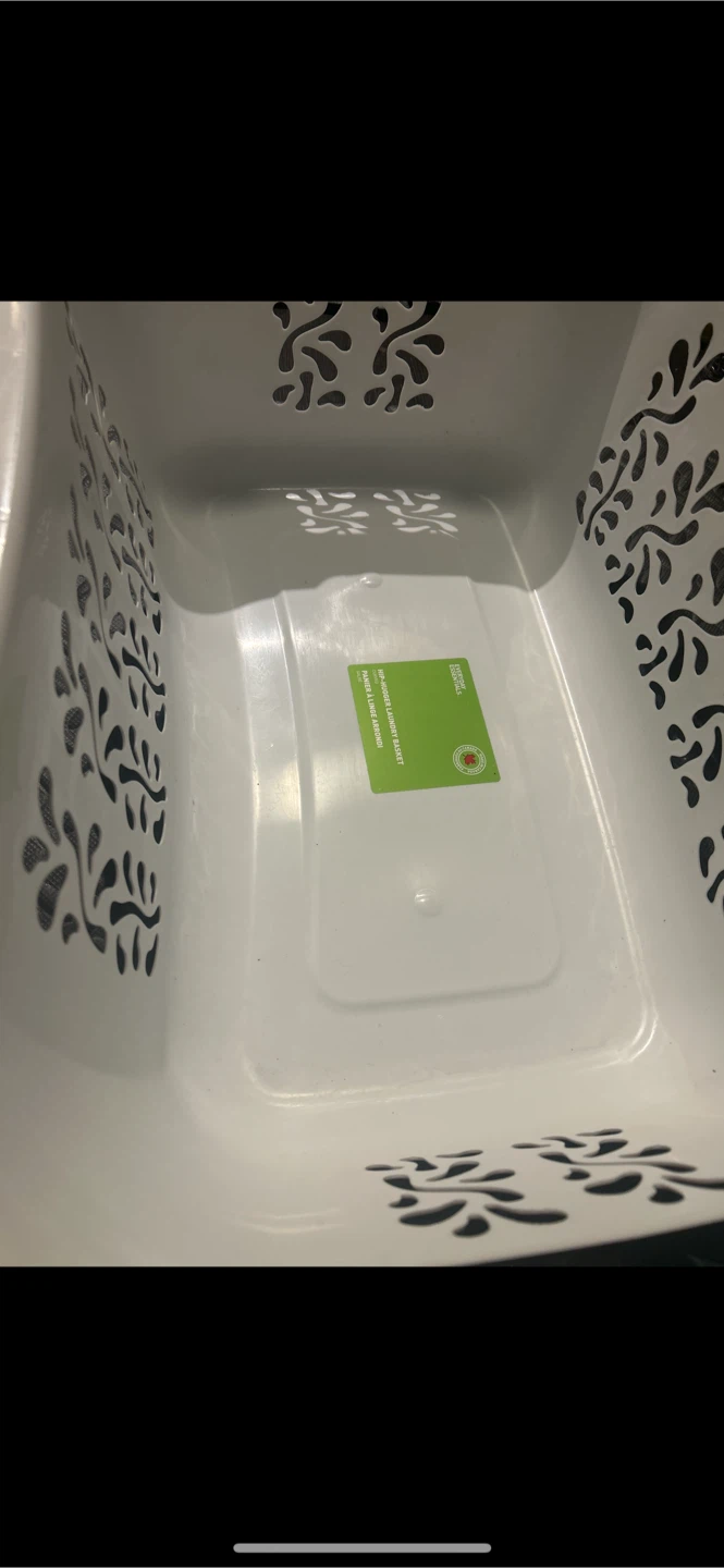 2 White Laundry Basket with Decorative Cutouts - photo 2