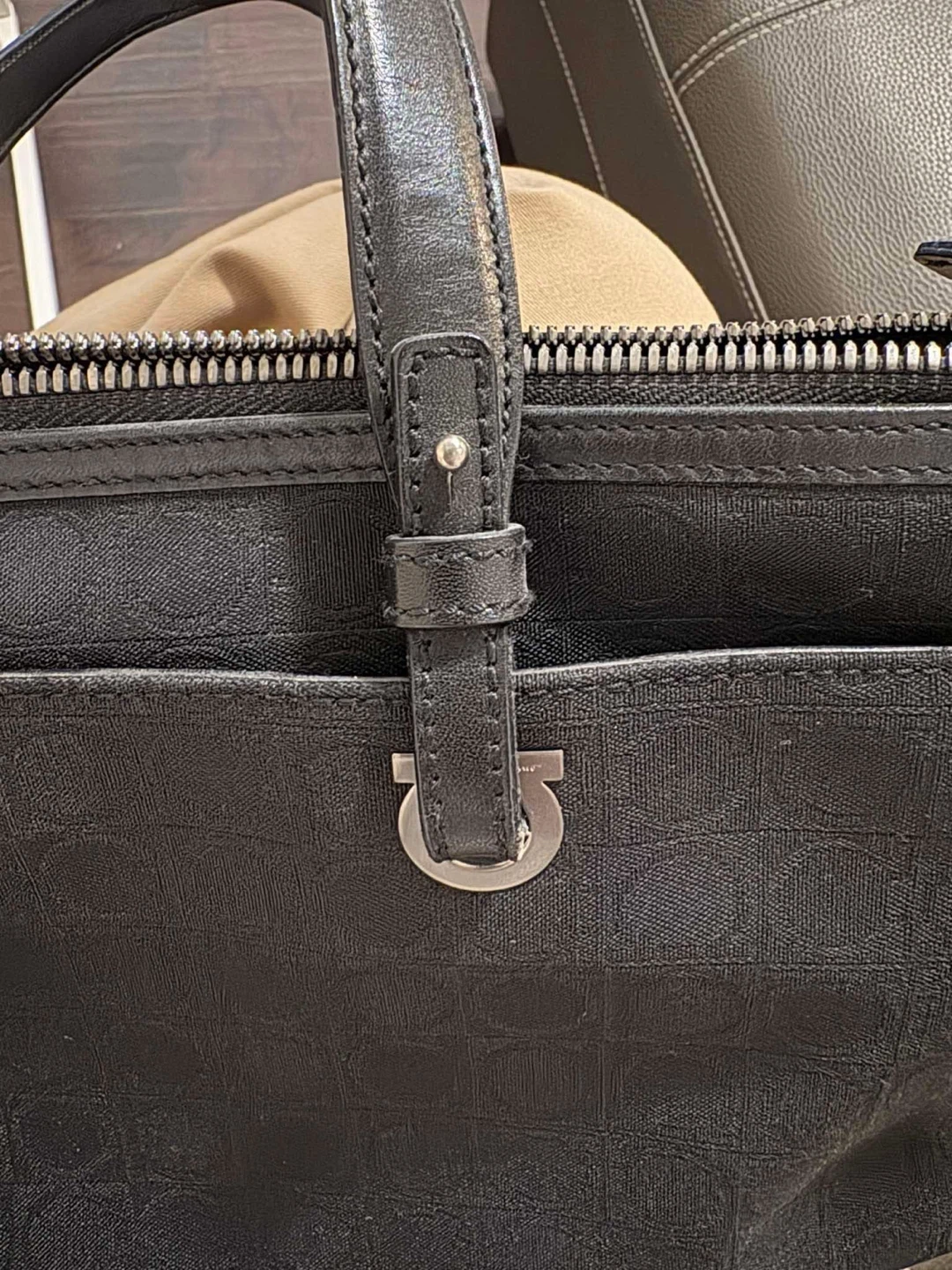 Salvatore Ferragamo Black Gancini Shoulder Bag