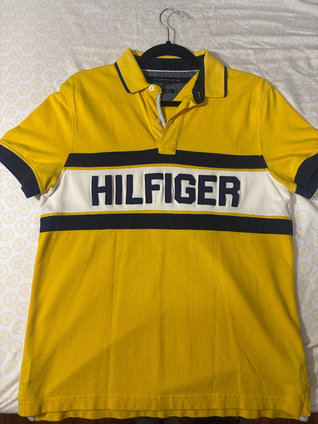 Tommy Hilfiger Yellow 'Hilfiger' Polo Shirt - Size M