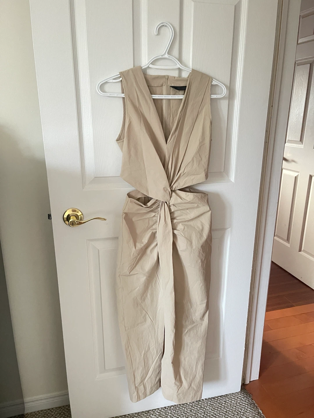 Nookie Beige Twist Cutout Midi Dress