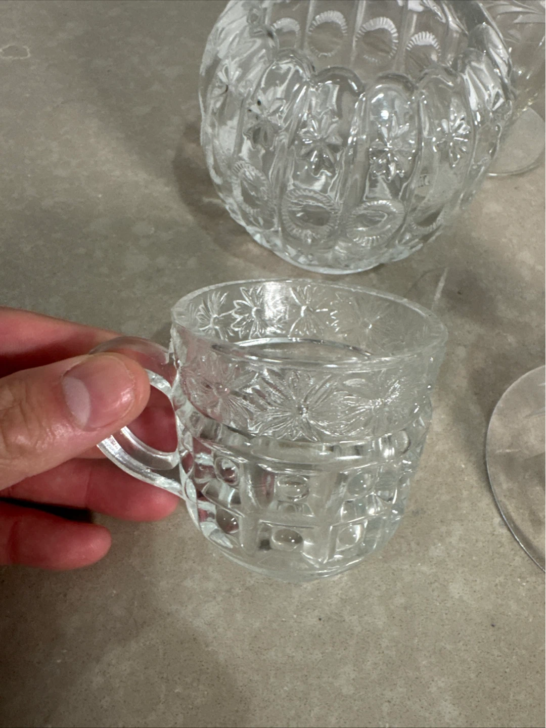 Vintage Etched Glassware Set - Creamer, Bell, Cups & More - photo 2