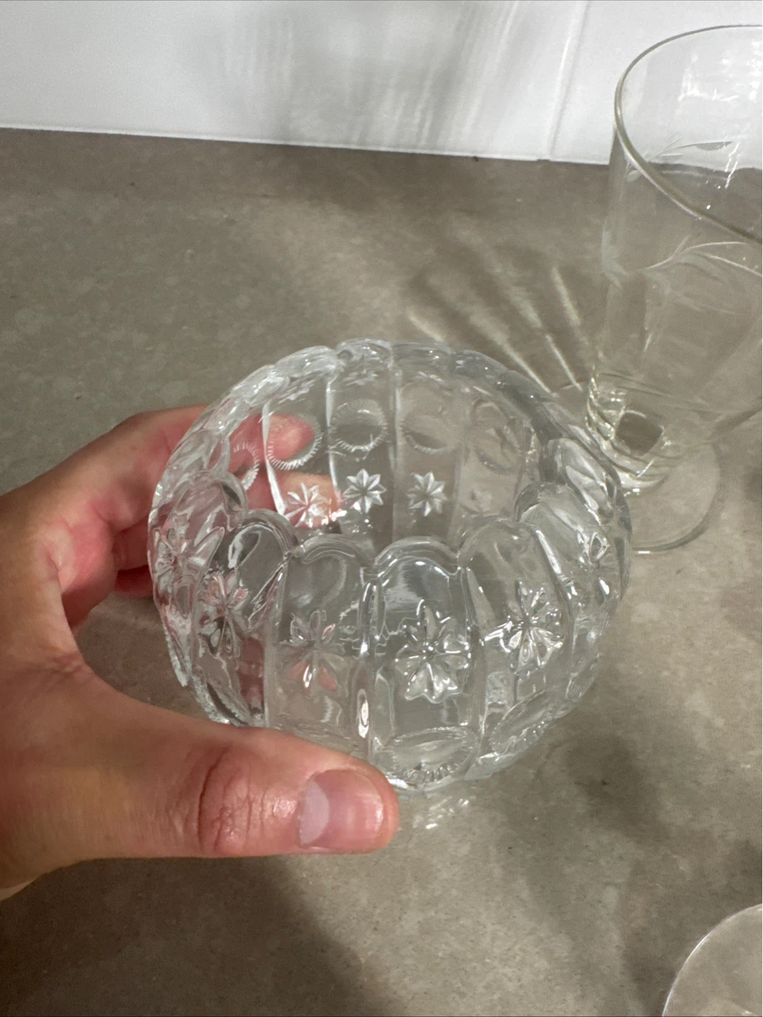 Vintage Etched Glassware Set - Creamer, Bell, Cups & More - photo 3