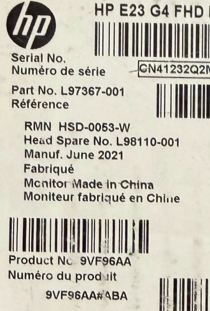 HP E23 23” Monitor - brand new with box/never used - photo 3