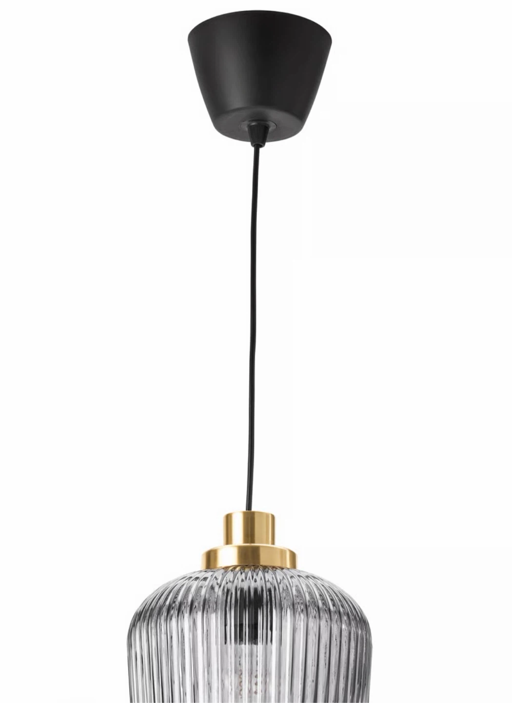 IKEA SOLKLINT Pendant Lamp, Brass/Gray Clear Glass, 9" - photo 2