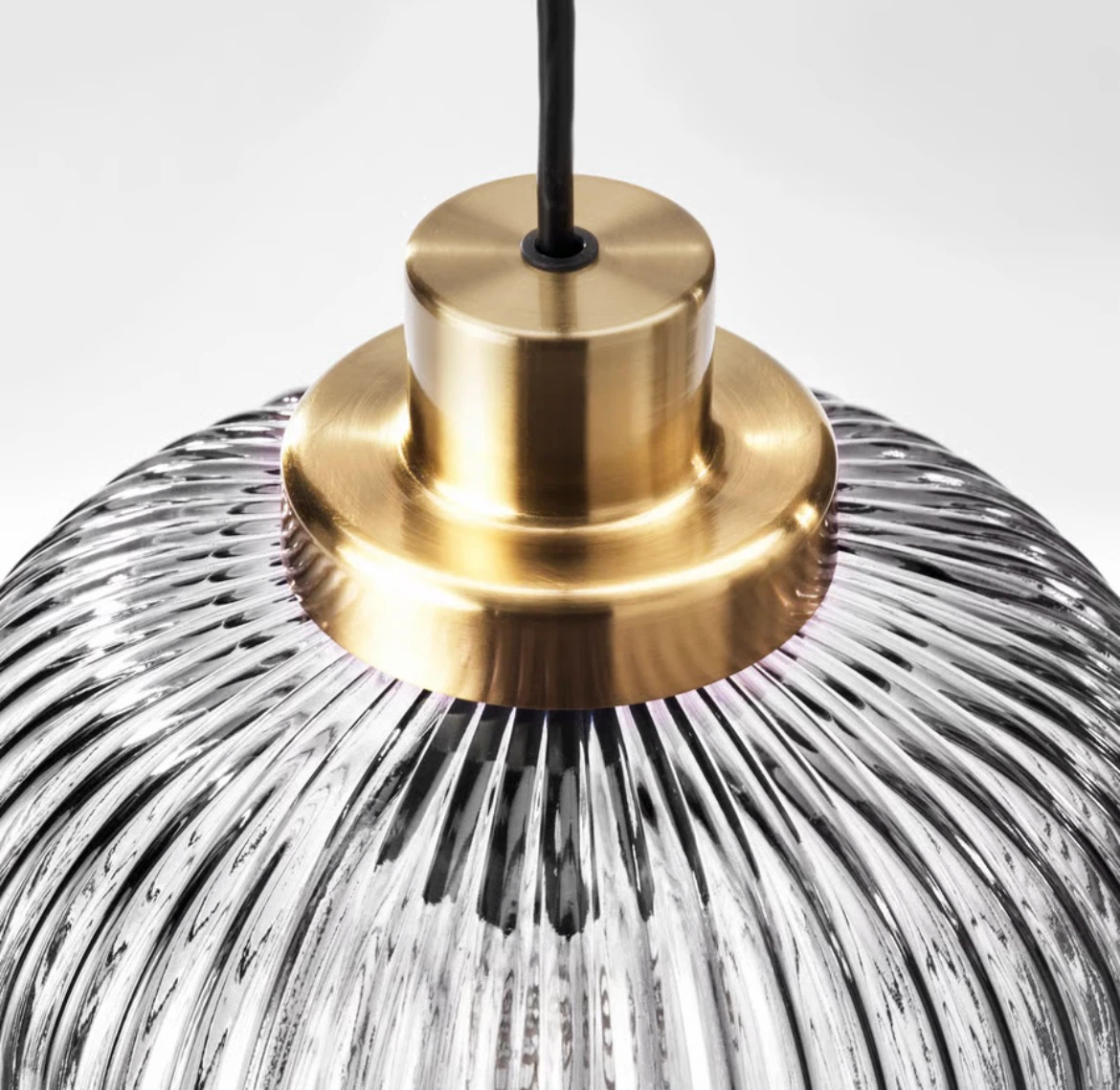 IKEA SOLKLINT Pendant Lamp, Brass/Gray Clear Glass, 9" - photo 4