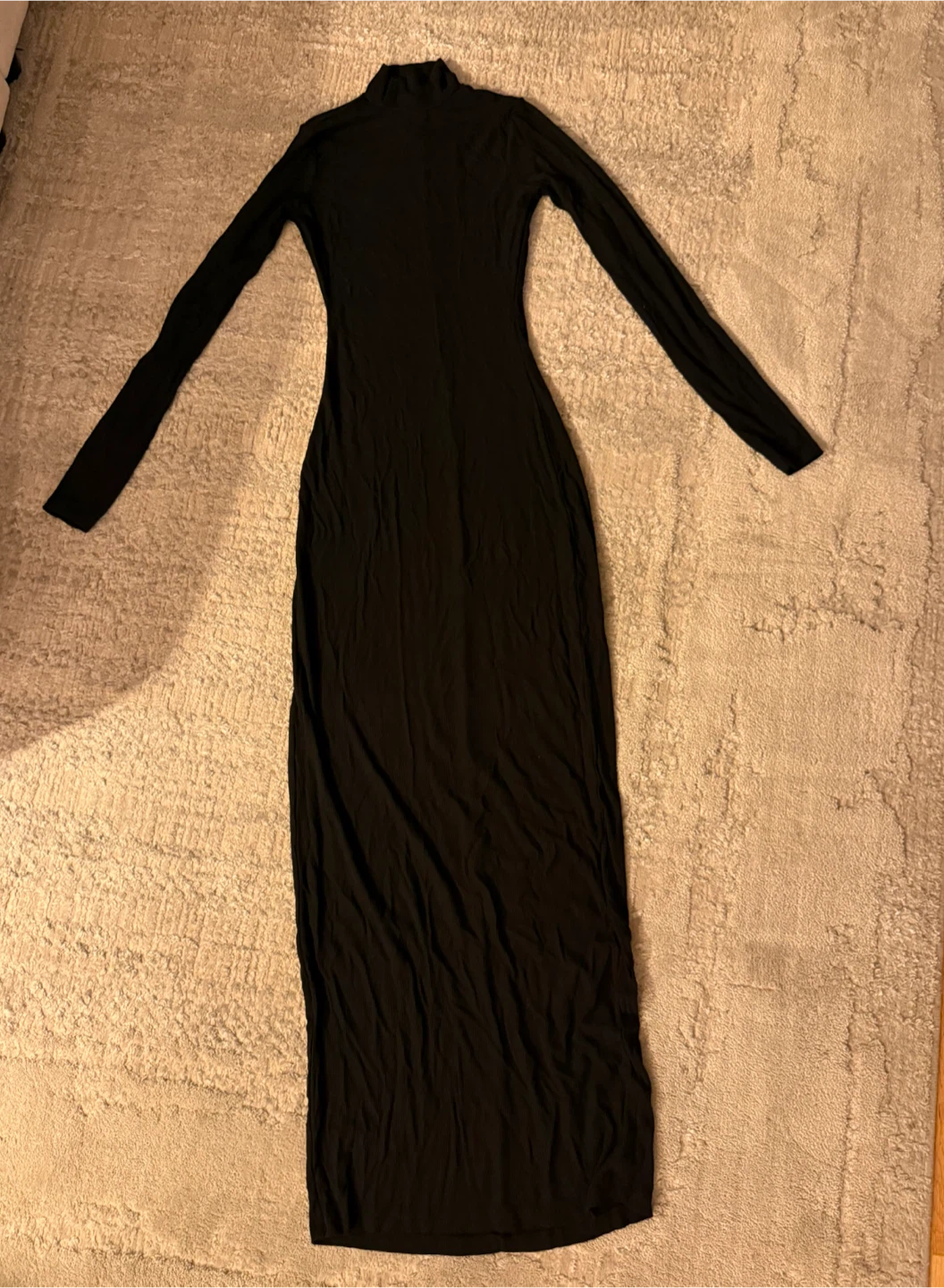 SKIMS Black Mock Neck Long Sleeve Maxi Dress