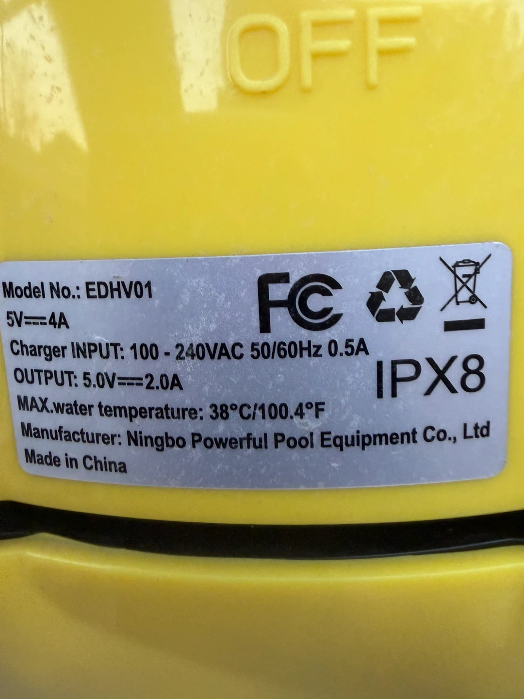 Yellow Pool Cleaner EDHV01 - photo 2