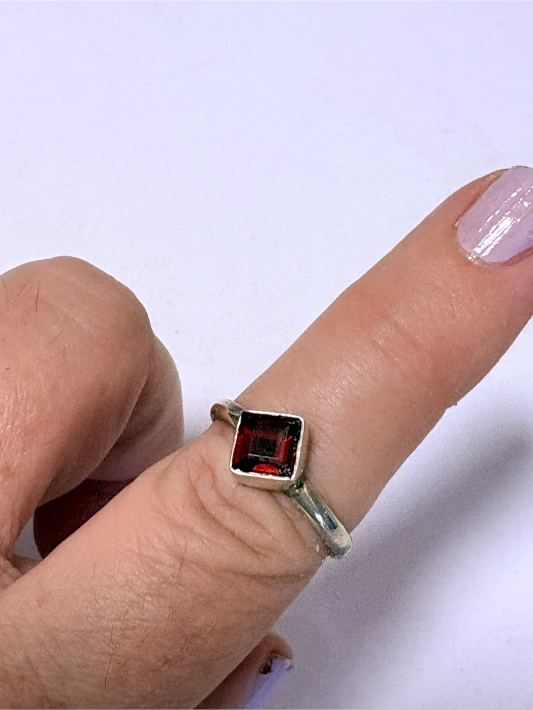 Sterling Silver Garnet Ring size 7